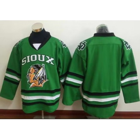 Youth North Dakota Fighting Sioux Blank Green Stitched Jersey