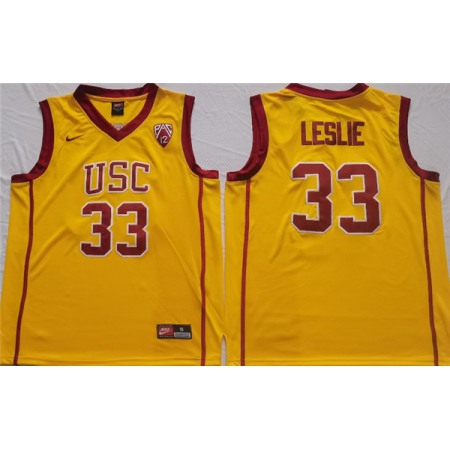 Men's USC Trojans #33 Lisa Leslie Yellow Stitched Jersey