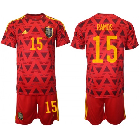 Men's Spain #15 Ramos Home Soccer Jersey Suit