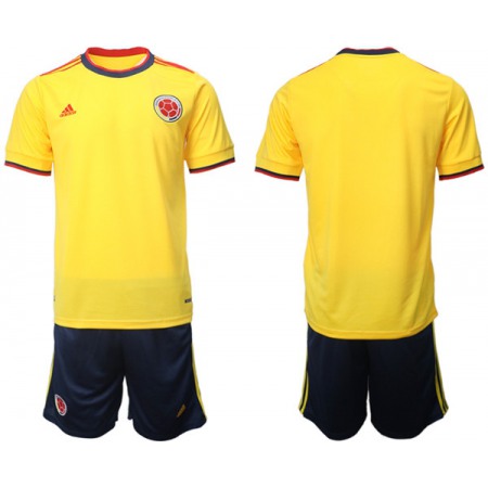 Men's Colombia Blank Yellow Home Soccer Jersey Suit