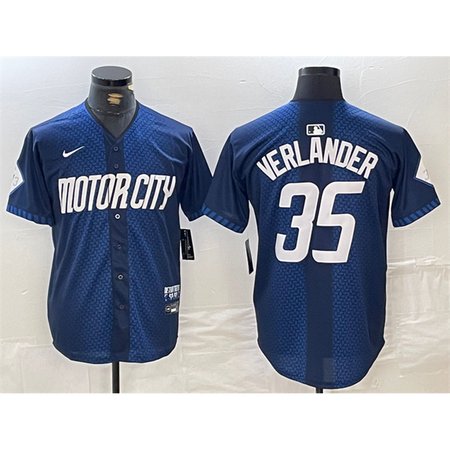 Men's Detroit Tigers #35 Justin Verlander 2024 Navy City Connect Cool Base Limited Stitched Jersey