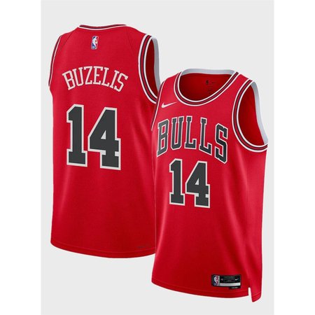 Men's Chicago Bulls #14 Matas Buzelis Red 2024 Draft Icon Edition Stitched Basketball Jersey