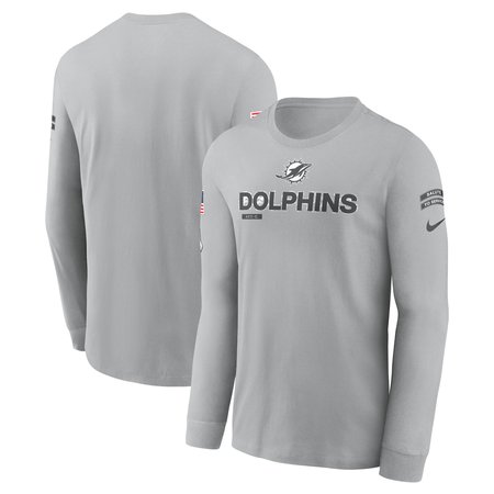 Men's Miami Dolphins Nike Gray 2024 Salute To Service Long Sleeve T-Shirt