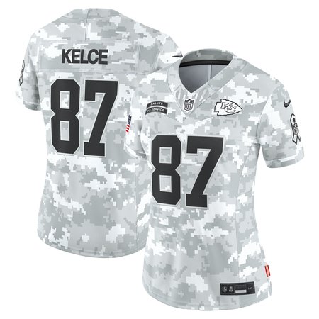 Women's Kansas City Chiefs Travis Kelce Nike Arctic Camo 2024 Salute to Service Limited Jersey